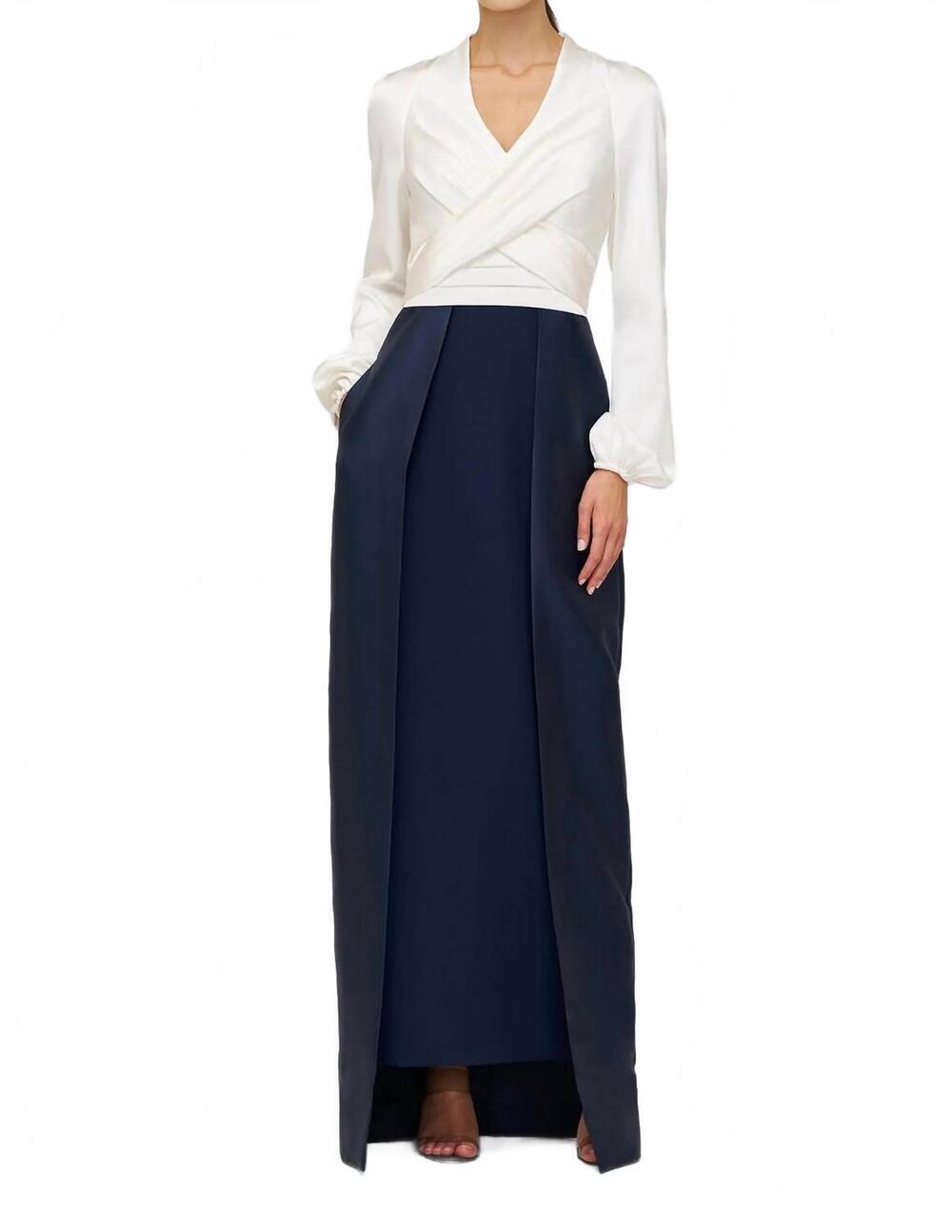NEW KAY UNGER bianca walk thru gown in ivory/midnight